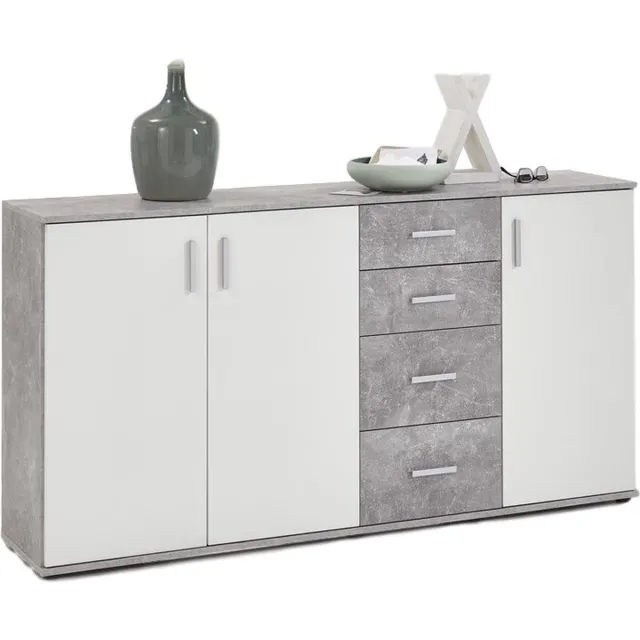 Fd Furniture Dressoir Albi 160 cm breed in grijs beton met wit
