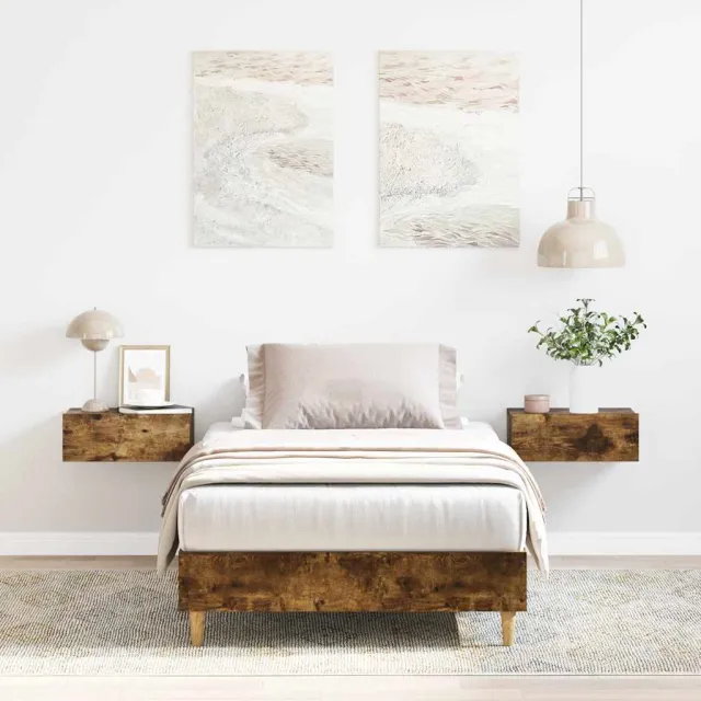 vidaXL Bedframe zonder matras 100x200 cm spaanplaat gerookt eiken