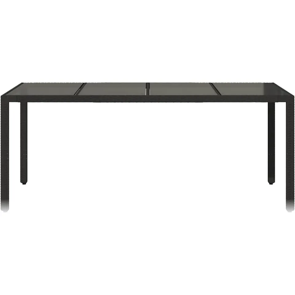 vidaXL Tuintafel met glazen blad 190x90x75 cm poly rattan zwart, foto 4