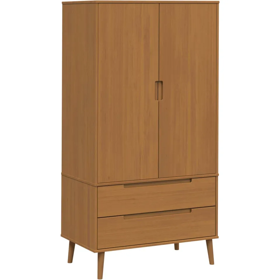 vidaXL Kledingkast MOLDE Caramel 90 x 55 x 175 cm Massief grenenhout bruin, foto 3