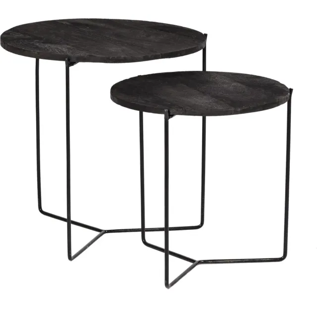 Livingfurn Bijzettafel Mason Zwart/Zwart Set van 2
