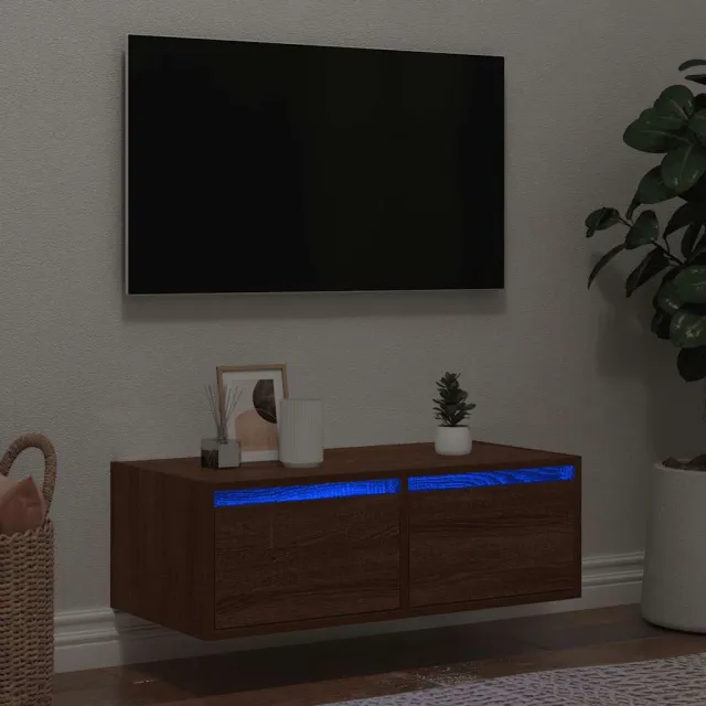 vidaXL Tv-meubel met LED-verlichting 75x35,5x25 cm bruin eikenkleur, foto 2