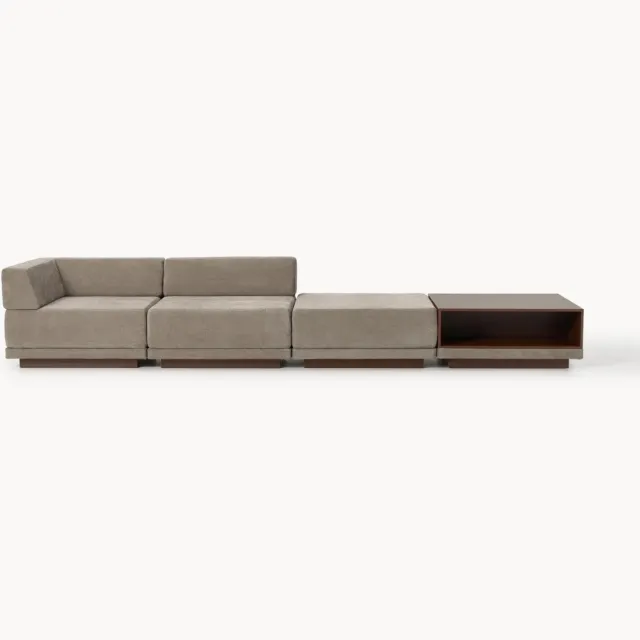 Westwing Collection Modulaire bank Colin (4-zits) met salontafel & ottoman bruin, taupe