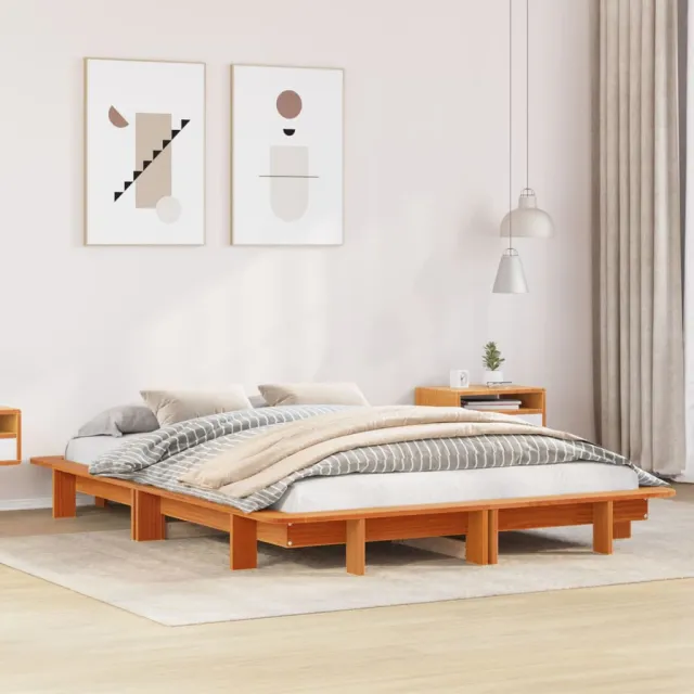 vidaXL Bedframe zonder matras massief grenenhout wasbruin 120x200 cm bruin