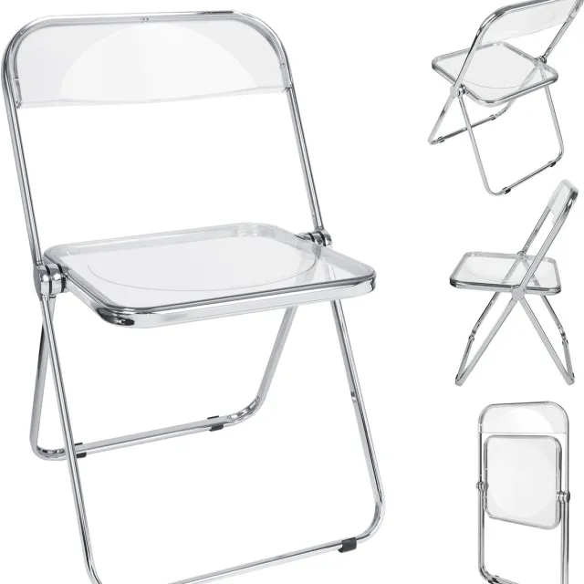 PIPIPOXER Klapstoelen - Transparant PET - Opvouwbare Stoelen - Inklapbaar - Vouwstoel - 46 x 46 x 77 cm - Transparant