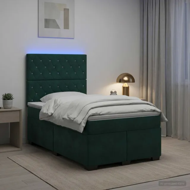 vidaXL Boxspringbed met matras Donkergroen 120 x 200 cm Fluweel