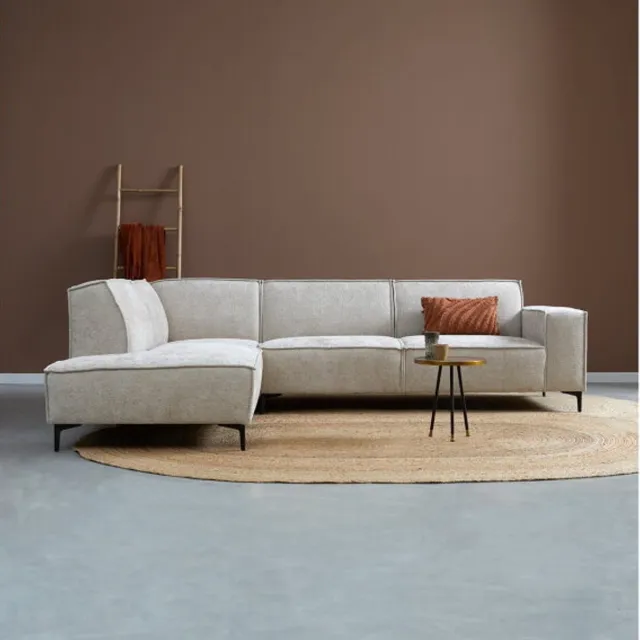 PEPP Interiors RIVER hoekbank met ottoman links - chenille Majestic 603 beige - 290x218x80 cm