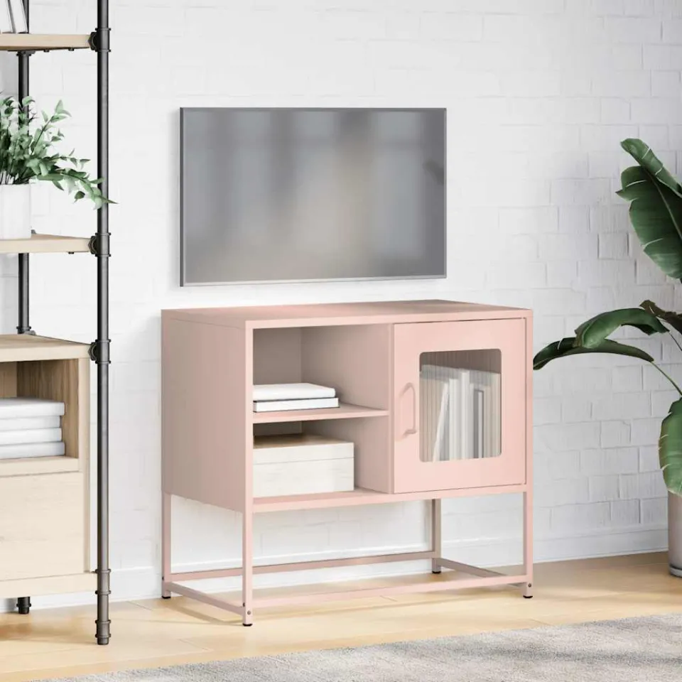 vidaXL Tv-meubel 68x39x60,5 cm staal roze, foto 3