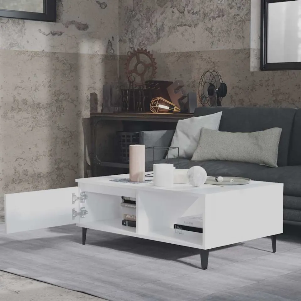 vidaXL Salontafel 90x60x35 cm bewerkt hout wit, foto 3