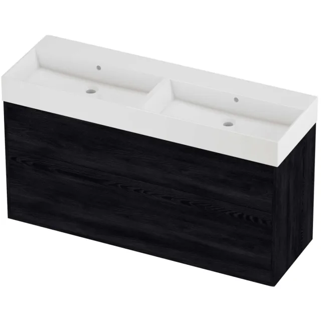 Proline Zara Badmeubelset Porselein Loft Dubbel 140x46x78 cm Glans Wit Black Oak Eiken