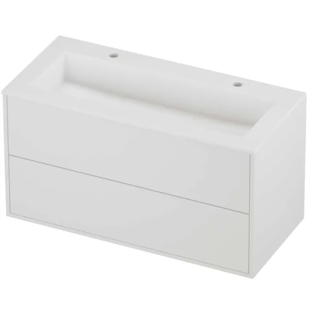 Proline Aristo Badmeubelset Polystone Elegant In Kader 100x46x54 cm Mat Wit Mat White