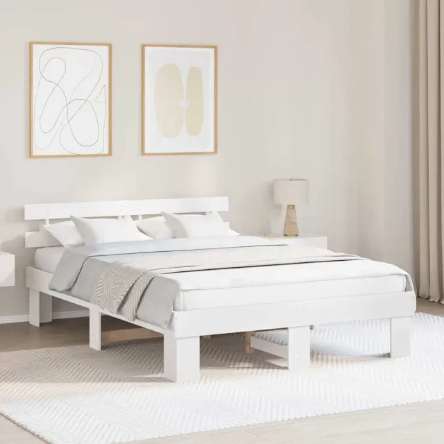 vidaXL Bedframe met hoofdeinde Wit 150 x 200 cm Massief grenenhout