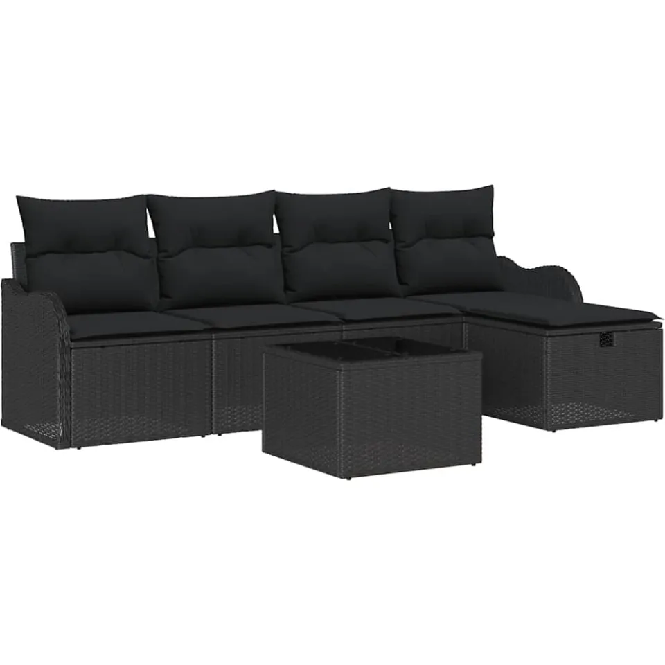 vidaXL Tuin Sofa Set 6 st Poly riet bruin