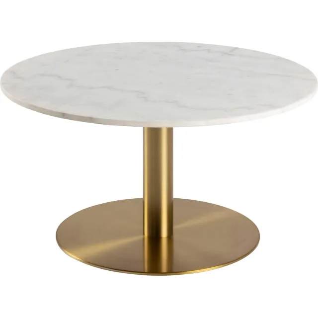 Giga Living Salontafel Menno - Wit Marmer/Goud - Ø80x45cm