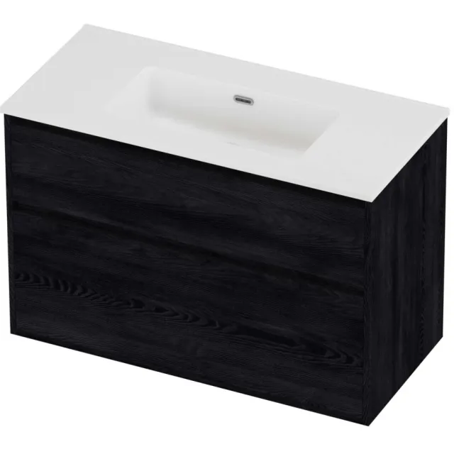 Proline Tribute Badmeubelset Porselein Elegant 100x46x67 cm Mat White Black Oak Eiken