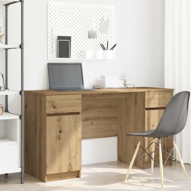 vidaXL Bureau artisanaal eikenkleurig 140 x 49 x 76 cm Bewerkt hout Bruin