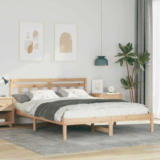 vidaXL Bedframe Bruin 140 x 200 cm Massief grenenhout