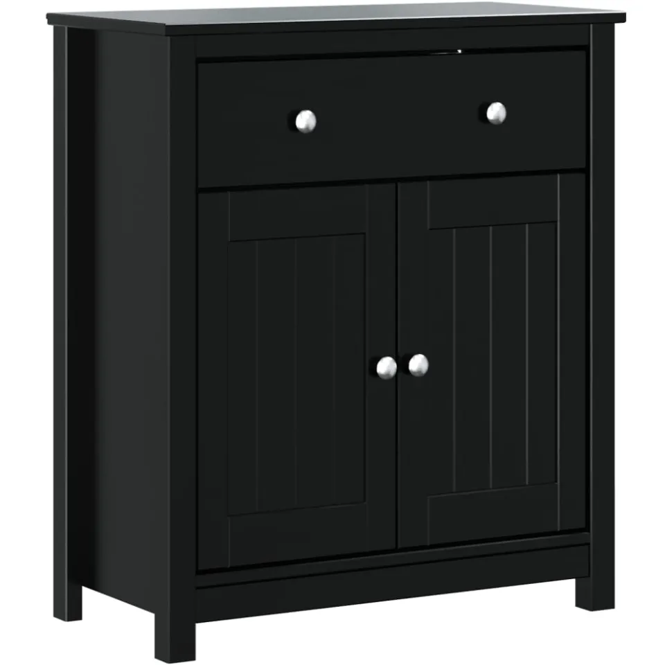 vidaXL Badkamerkast BERG 69,5x34x80 cm massief grenenhout zwart, foto 3