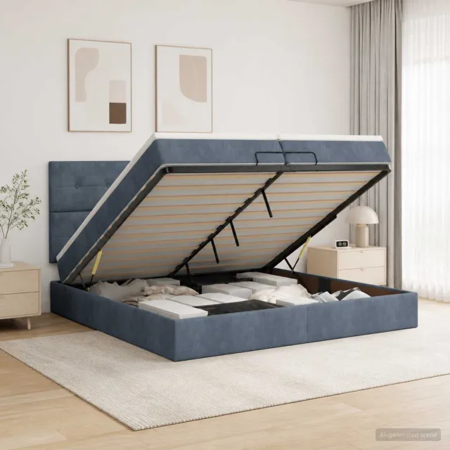 vidaXL Ottoman bed met matras Donkergrijs 200 x 200 cm Fluweel