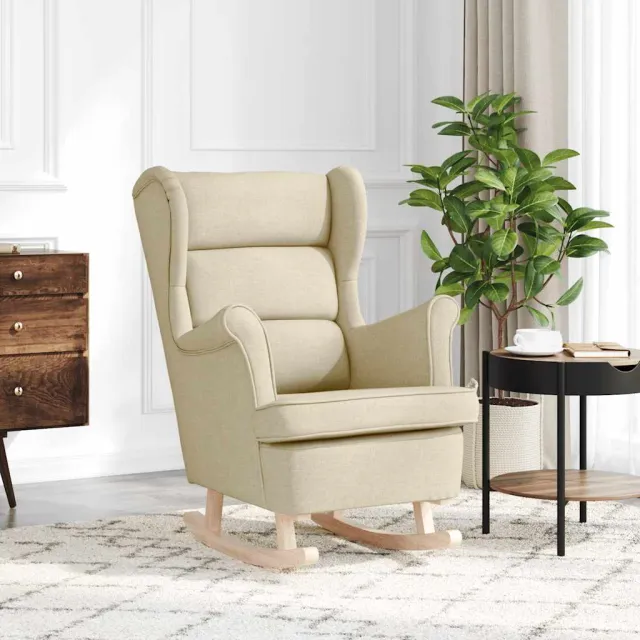 vidaXL Schommelstoel 74x90x102 cm stof crèmekleurig