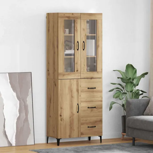 vidaXL Highboard Artisan Eiken 69,5 x 34 x 180 cm Bewerkt hout, foto 2