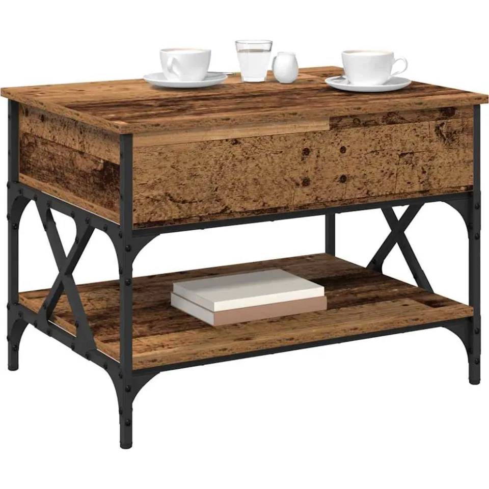 vidaXL Salontafel Oud Hout 70x50x50cm Bewerkt hout Bruin