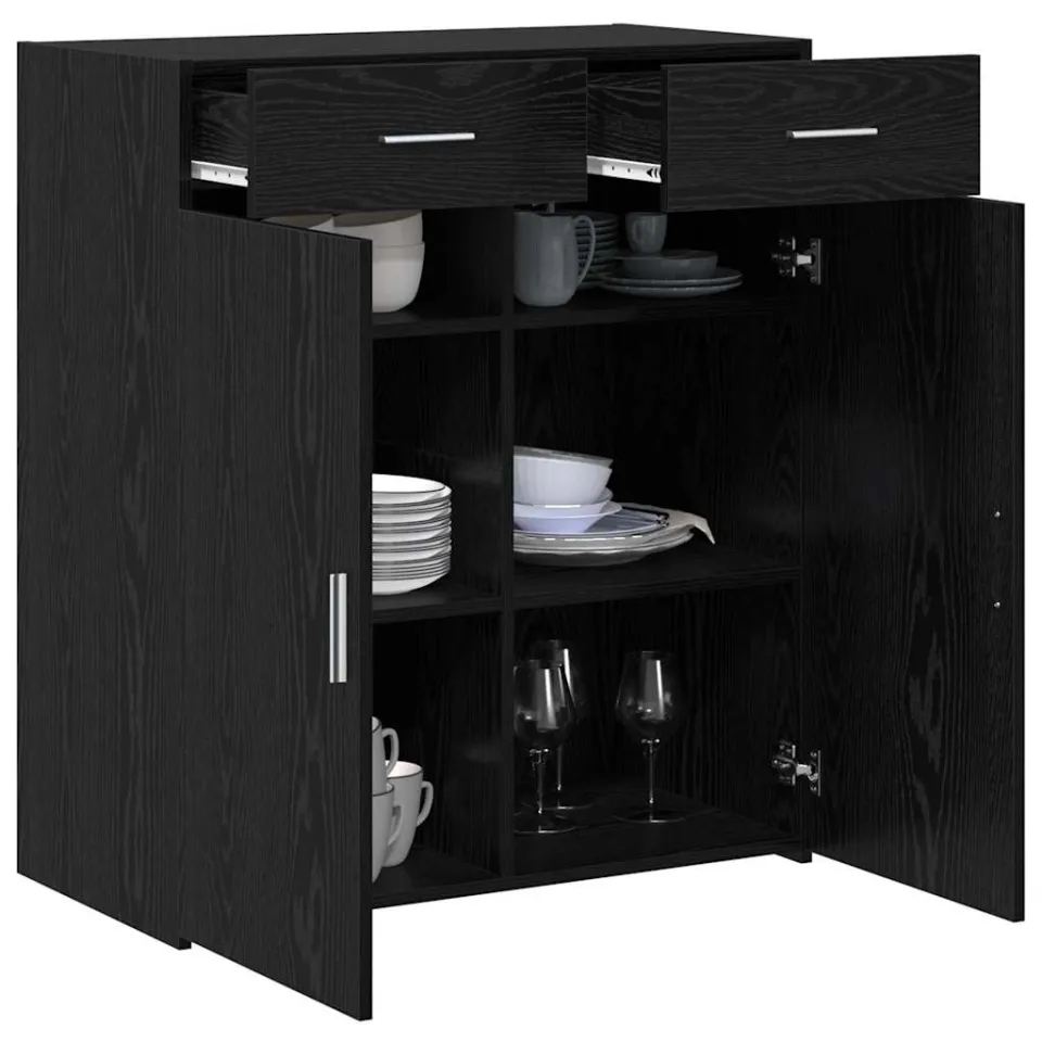 vidaXL Opbergkast Zwart Eiken 80 x 42.5 x 93 cm