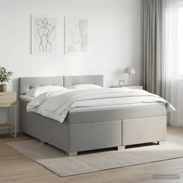 vidaXL Boxspringbed met matras Lichtgrijs 180 x 200 cm Stof