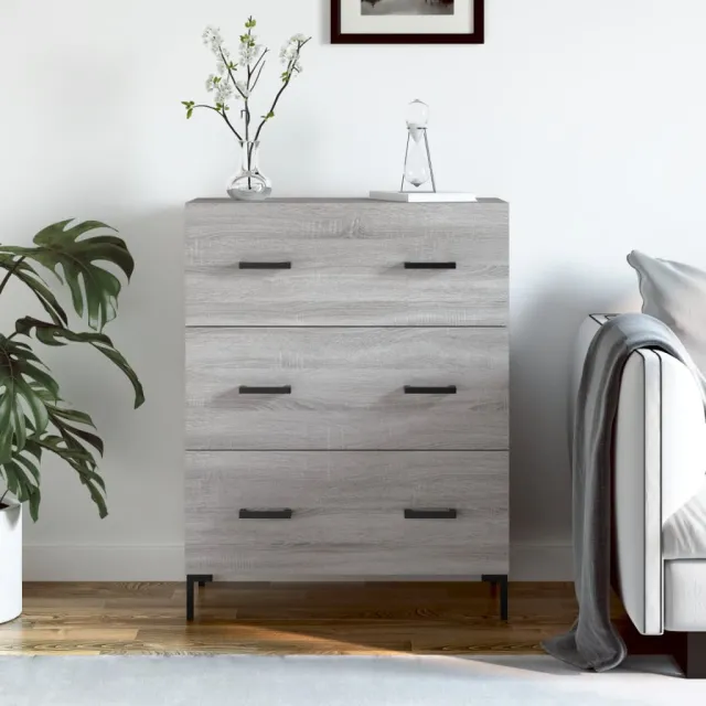 vidaXL Dressoir 69,5x34x90 cm bewerkt hout grijs sonoma eikenkleurig, foto 2