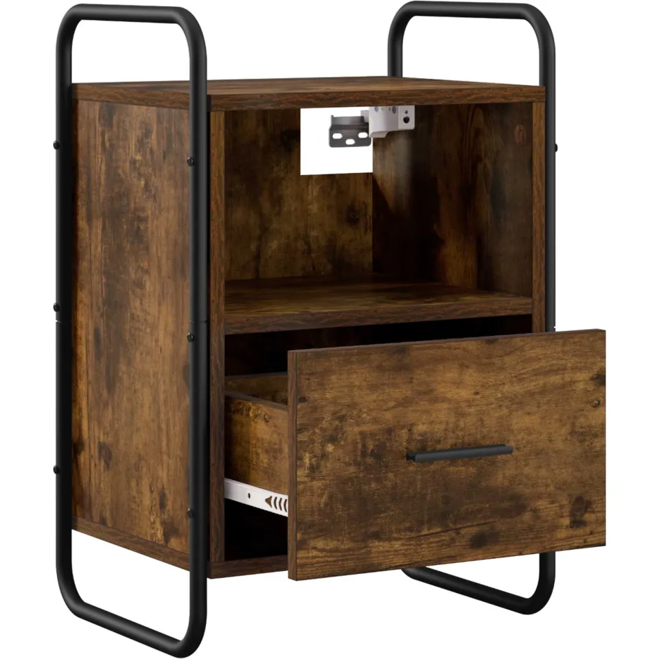 vidaXL Hangend nachtkastje Gerookt eiken 40 x 30 x 60 cm Bewerkt hout Bruin