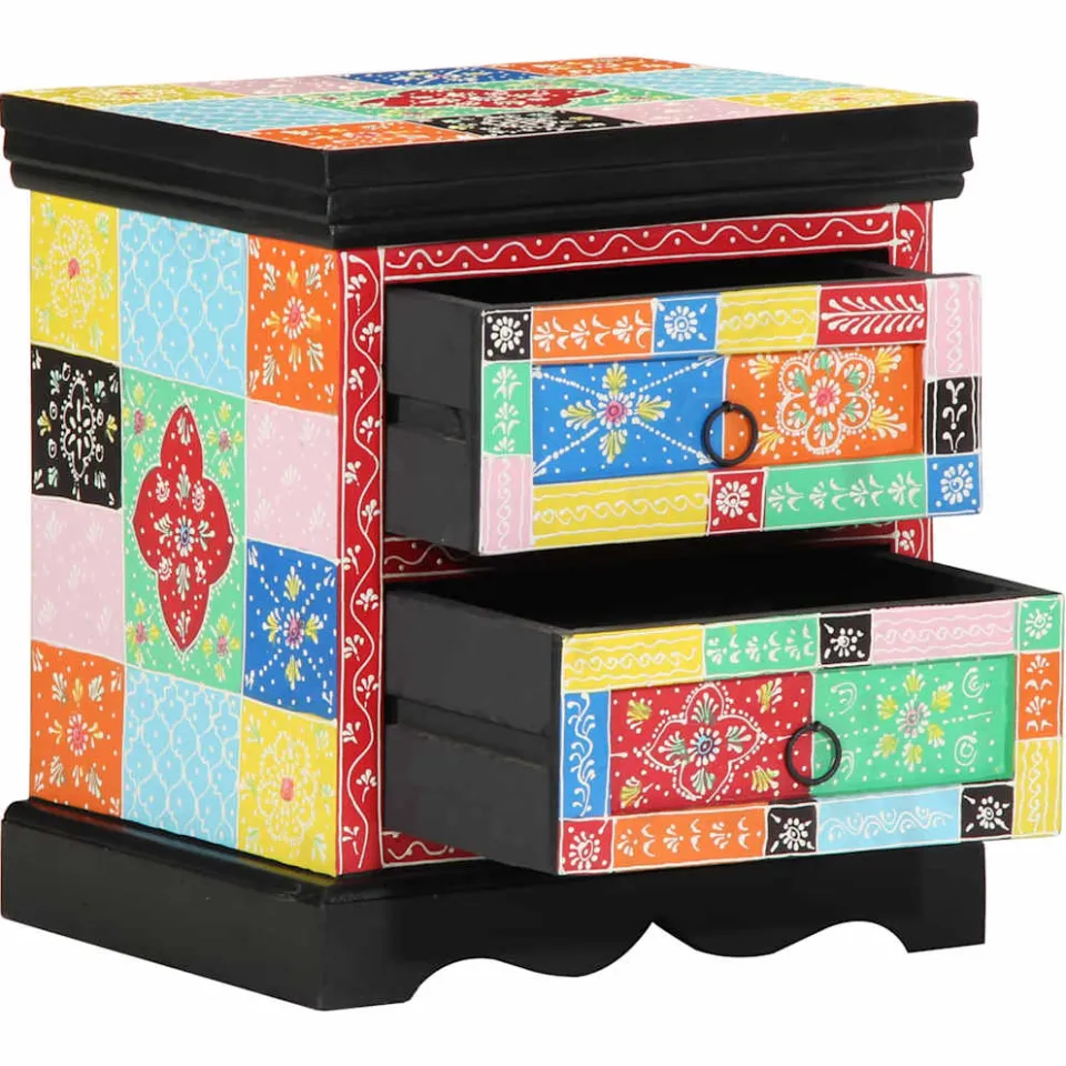 vidaXL Nachtkastje 2 st Multikleur 40 x 35 x 45 cm Massief Mango Hout meerkleurig, foto 2
