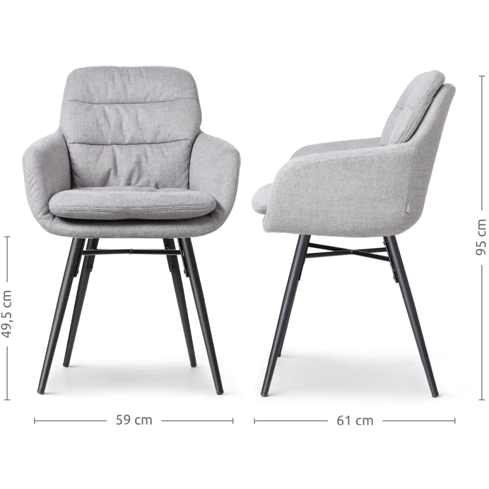 Nolon Nena-Mia eetkamerstoel beige - zwart houten onderstel, foto 3