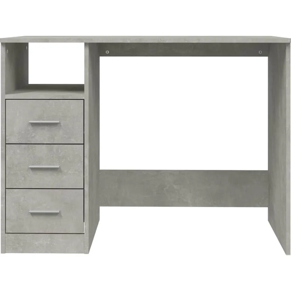 vidaXL Bureau met lades 102x50x76 cm bewerkt hout betongrijs grijs, foto 3