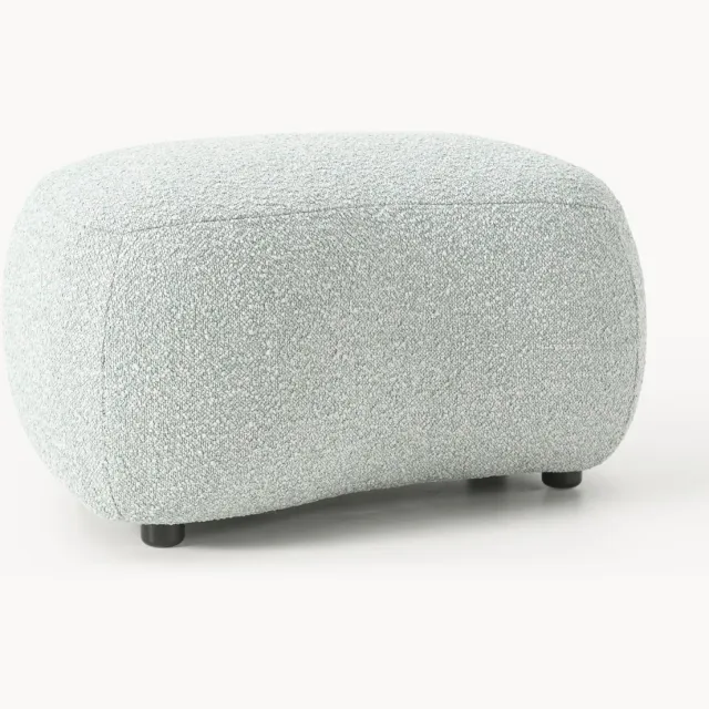 Westwing Collection Bouclé poef Alba lichtblauw