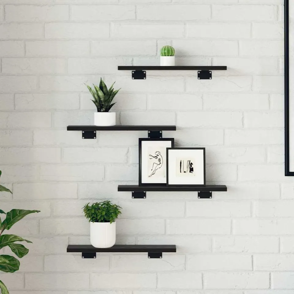 vidaXL Boekenplank Bord 3-laags 4 st 40 x 10 x 1,5 cm Bewerkt hout zwart, foto 3