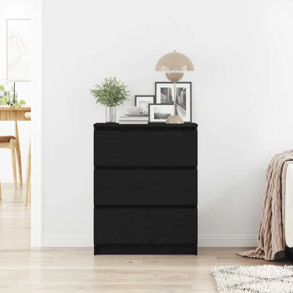 vidaXL Dressoir 60x35x76 cm bewerkt hout zwart eikenkleurig, foto 3