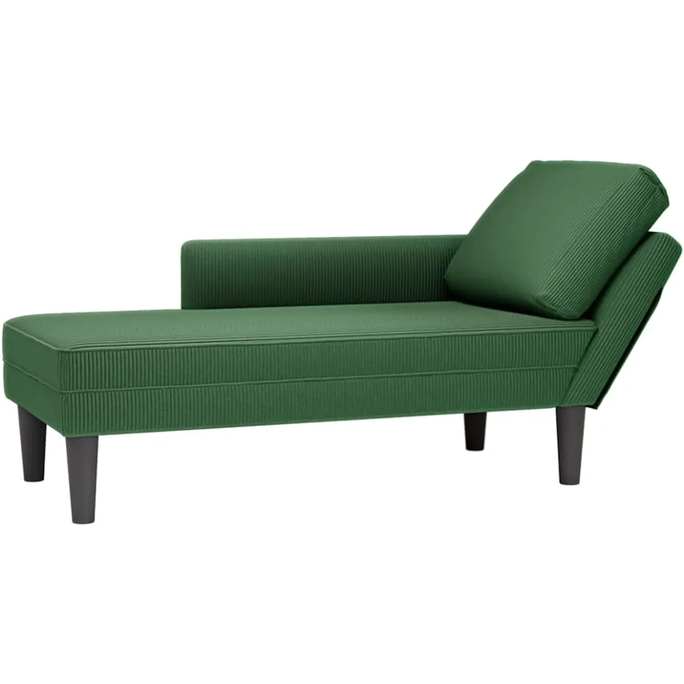 vidaXL Chaise longue met kussen corduroy stof donkergroen