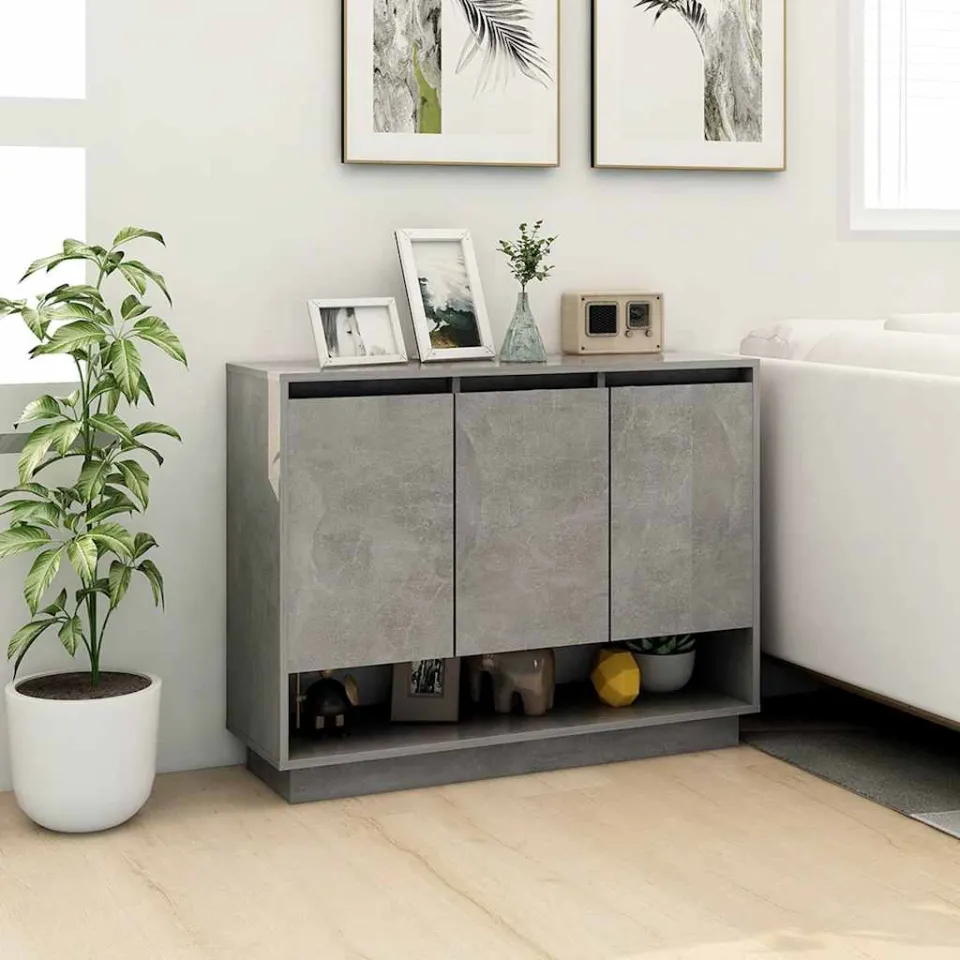 vidaXL Dressoir 97x31x75 cm bewerkt hout betongrijs grijs, foto 3
