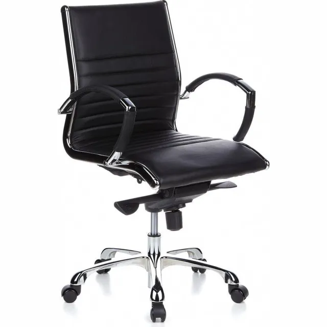 hjh office Parma 10 - Bureaustoel - Leder - Zwart - Chroom