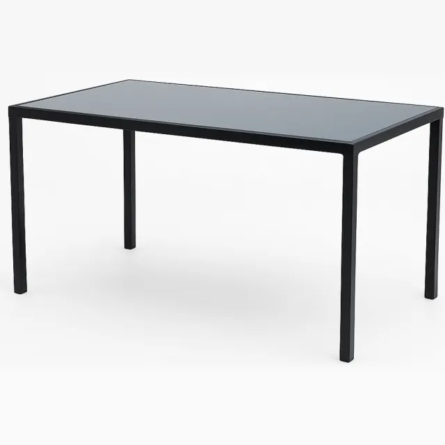 Alfena Aluminium Tuintafel – 150 × 90 cm – Zwart frame & Grijs glazen blad – Geschikt voor 4–6 personen Grey
