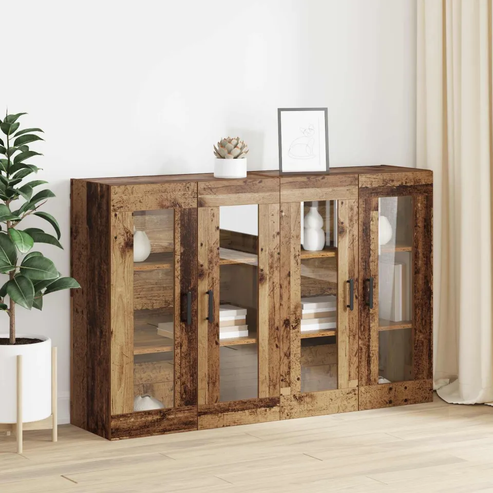 vidaXL Wandgemonteerde Kasten 2 st Oud hout 69,5 x 34 x 90 cm bruin, foto 4