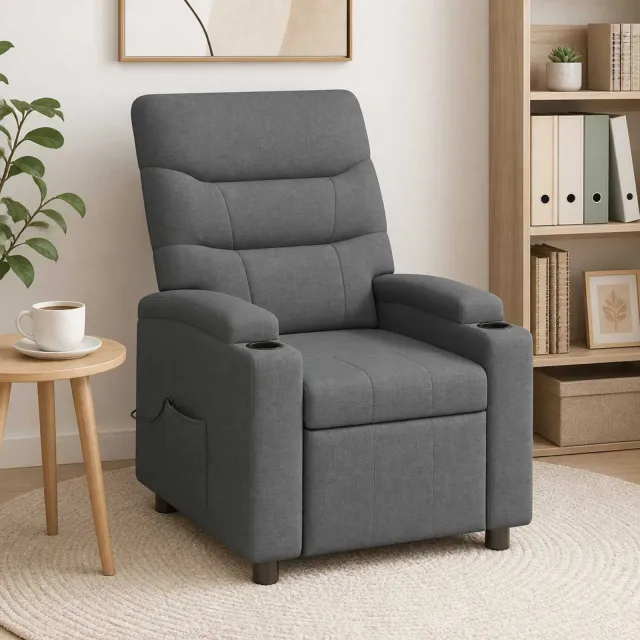 vidaXL Massage-relaxstoel Donkergrijs 75 x 95 x 103 cm Stof, foto 2