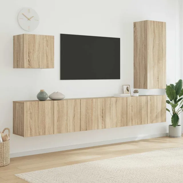 vidaXL 5-delige Tv-wandmeubelset bewerkt hout sonoma eikenkleurig, foto 2