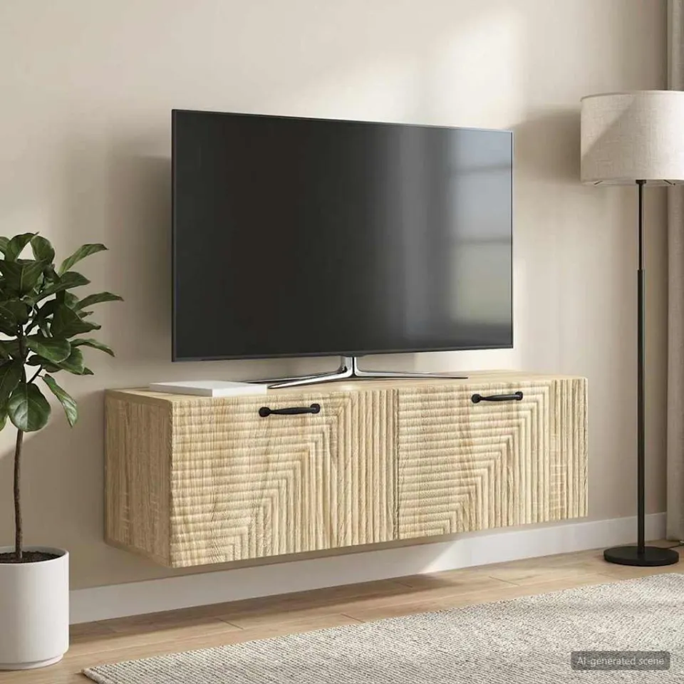 vidaXL Wandbeugel TV-kast Sonoma Eiken 98 x 31 x 30 cm Bewerkt hout, foto 4