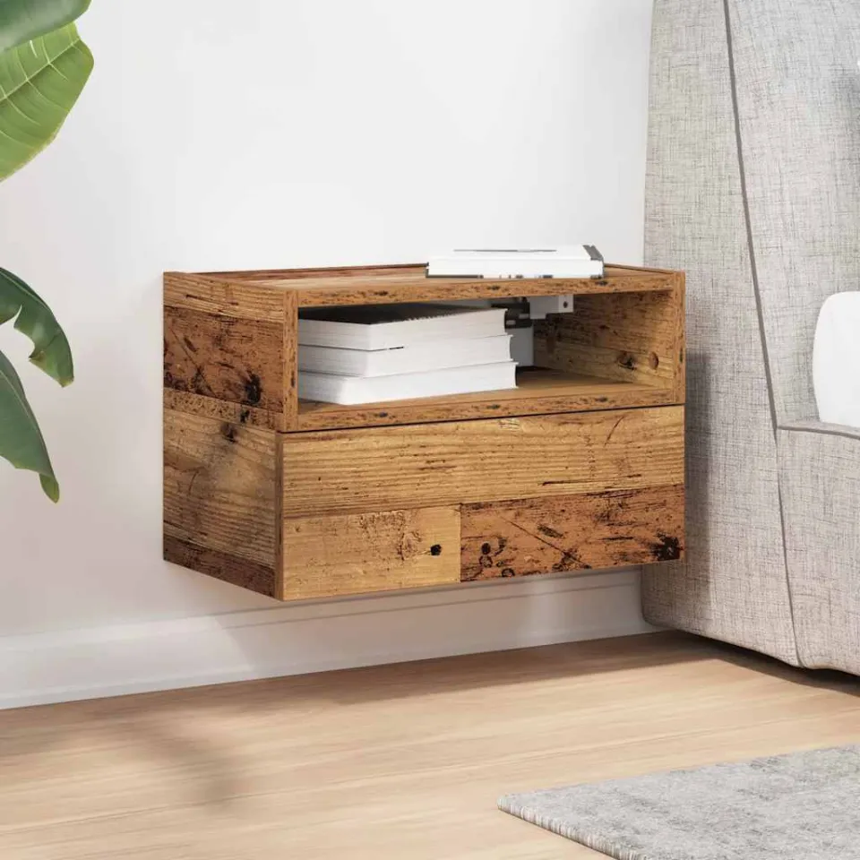 vidaXL Nachtkastje wandgemonteerd 45x26x28,5 cm oud houtkleurig bruin, foto 2