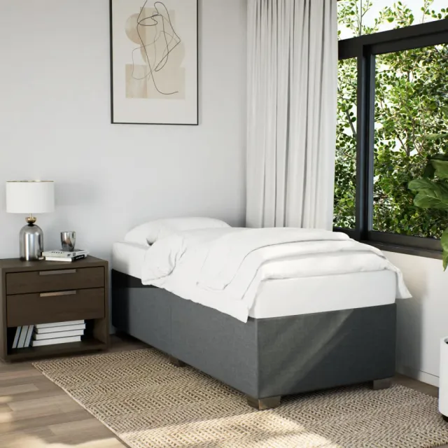 vidaXL Boxspring met matras stof donkergrijs 90x190 cm grijs