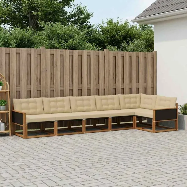 vidaXL Buiten bankenset 6 st 6-zits Natuurlijk en Beige