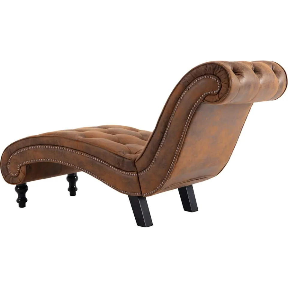 vidaXL Chaise longue kunstsuède bruin, foto 4