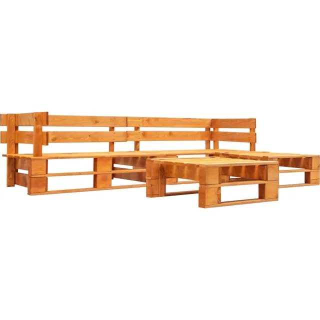 vidaXL 4-delige Loungeset pallet met grijze kussens hout grijs, foto 3