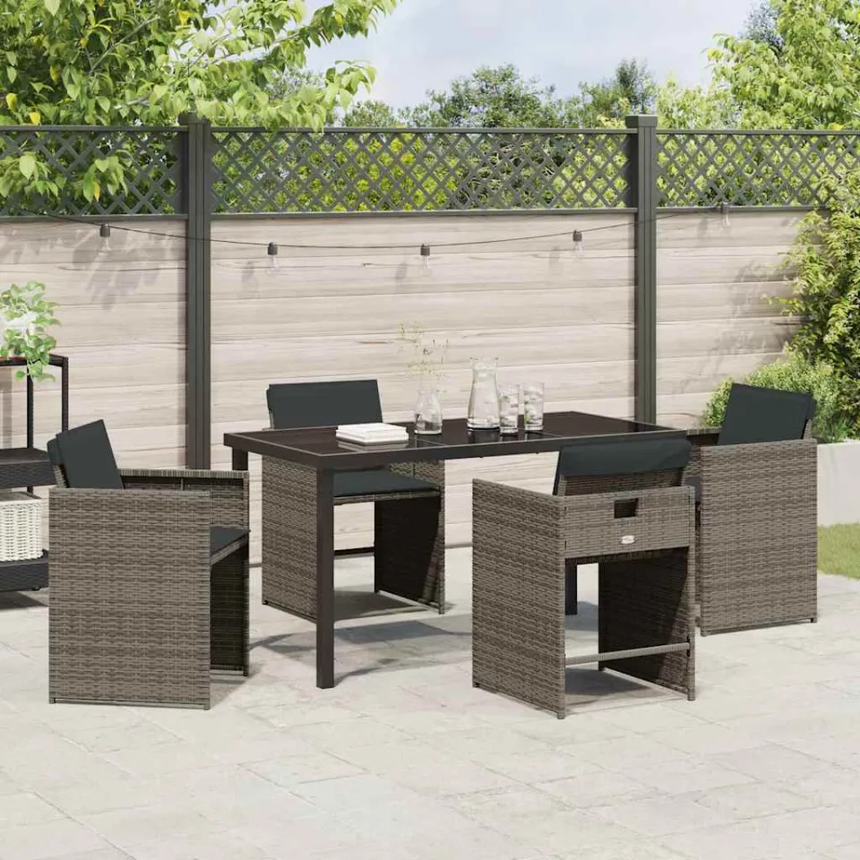 vidaXL Tuin eettafelset 5 st Grijs poly rattan, foto 3